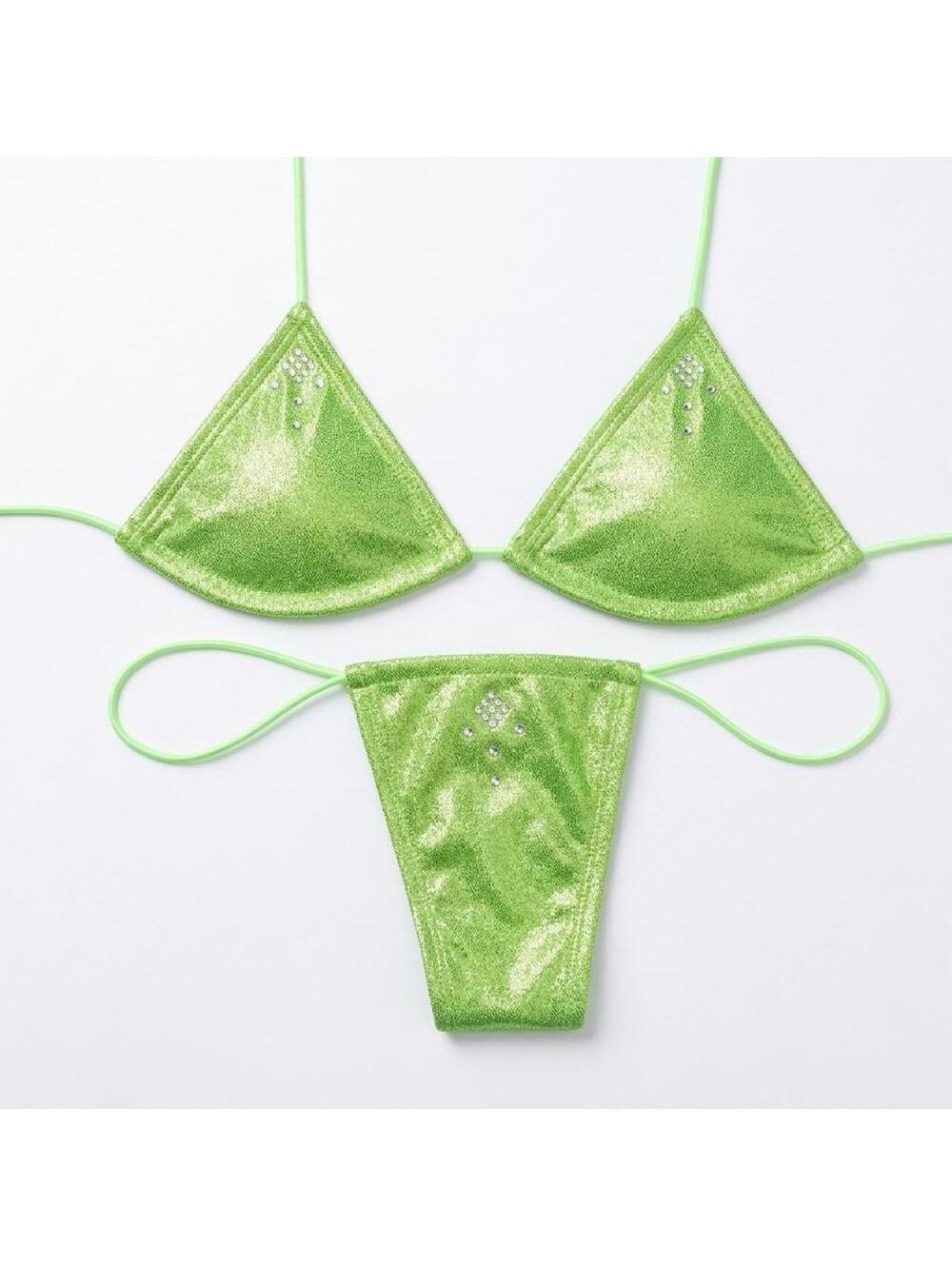 Lime Green Hologram Rhinestone Microkini - GrlFriday Shop [COPY]